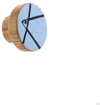 Gałka meblowa Alfabet Drewniana Błękitna Emaliowana - Olej Bezbarwny Półmat