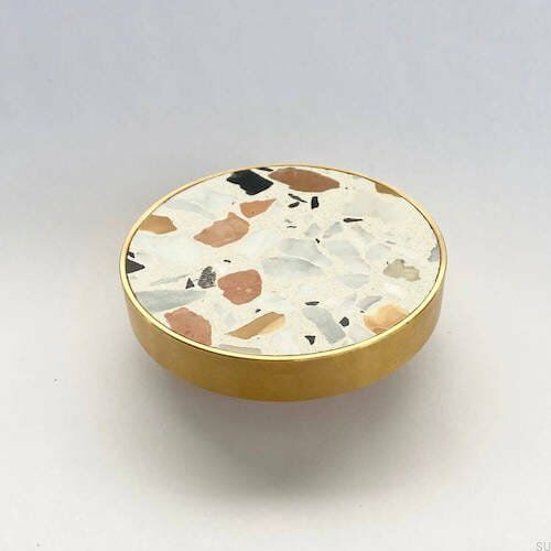 Gałka meblowa Marbelo XL Mosiężna Szczotkowana Terrazzo