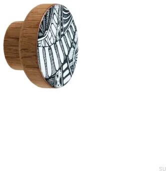 Gałka meblowa Kosmosy Drewniana Dębowa Emaliowana - Olej Bezbarwny Półmat