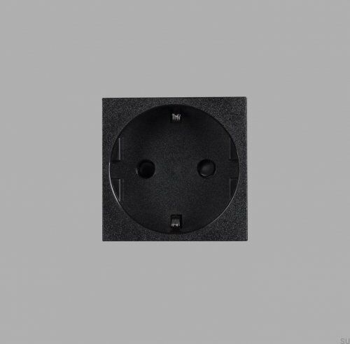 Moduł Gniazdo pojedyncze Schuko Socket Type F 45mm Czarny Standard europejski