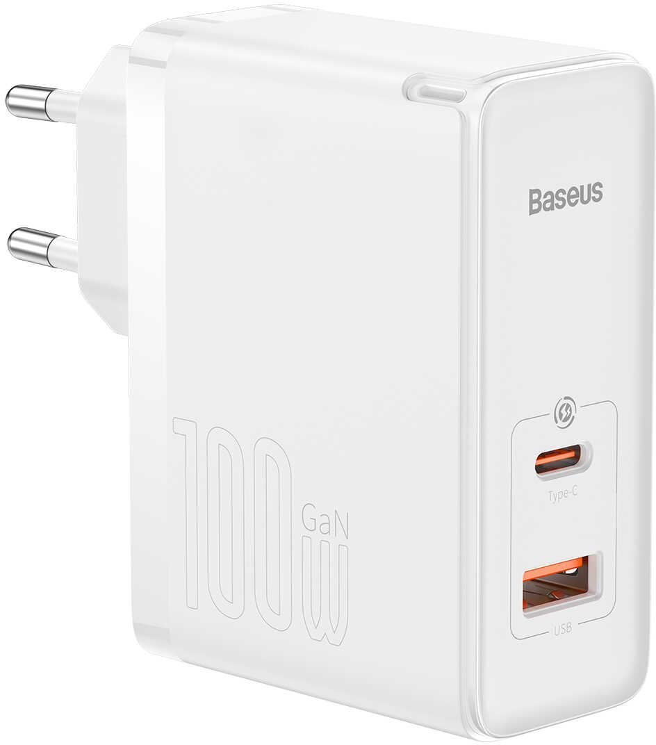 Baseus GaN5 Pro szybka uniwersalna ładowarka sieciowa GaN USB Typ C / USB 100W PD3.0, QC4.0+, AFC biały (CCGP090202)