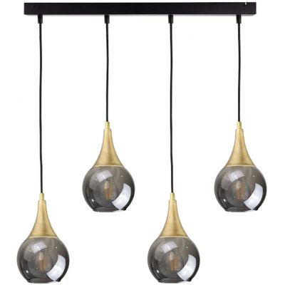 Keter Lighting Lacrima lampa wisząca 4x60W czarny/złoty/szkło przydymione 2132