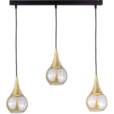 Keter Lighting Lacrima lampa wisząca 3x60W czarny/złoty/szkło miodowe 2143
