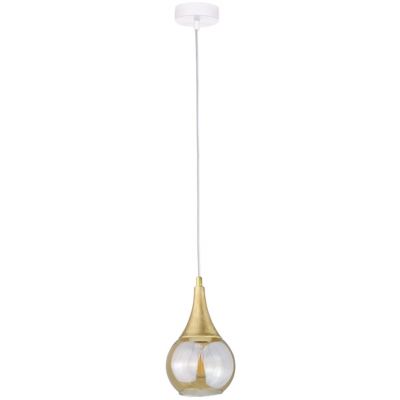 Keter Lighting Lacrima lampa wisząca 1x60W biały/złoty/szkło miodowe 2322
