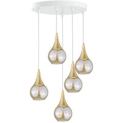 Keter Lighting Lacrima lampa wisząca 5x60W biały/złoty/szkło miodowe 2327