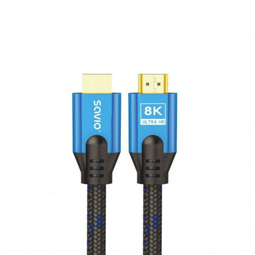 KABEL HDMI (M) V2.1, 5M, 8K, MIEDŹ, NIEBIESK