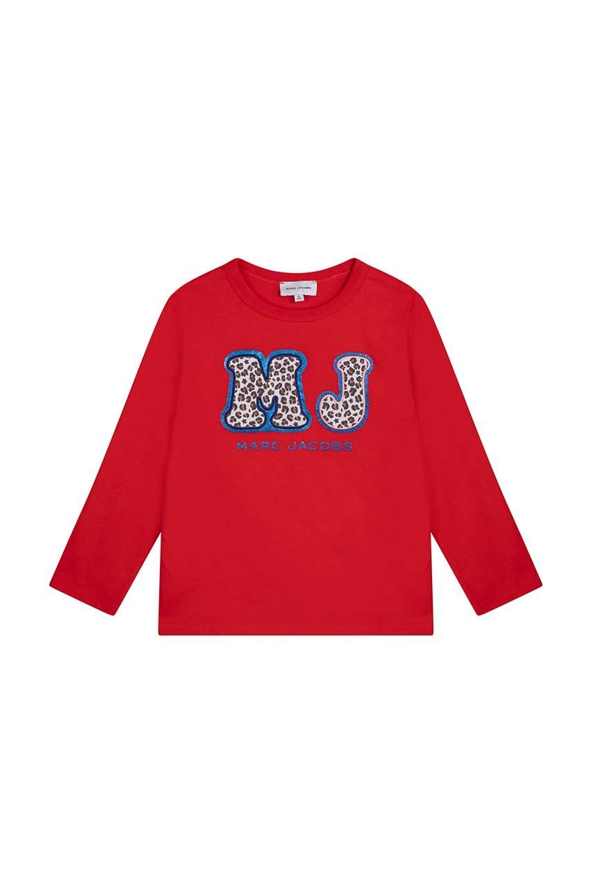 Bluzki dla dziewczynek - Marc Jacobs longsleeve bawełniany dziecięcy kolor czerwony - grafika 1