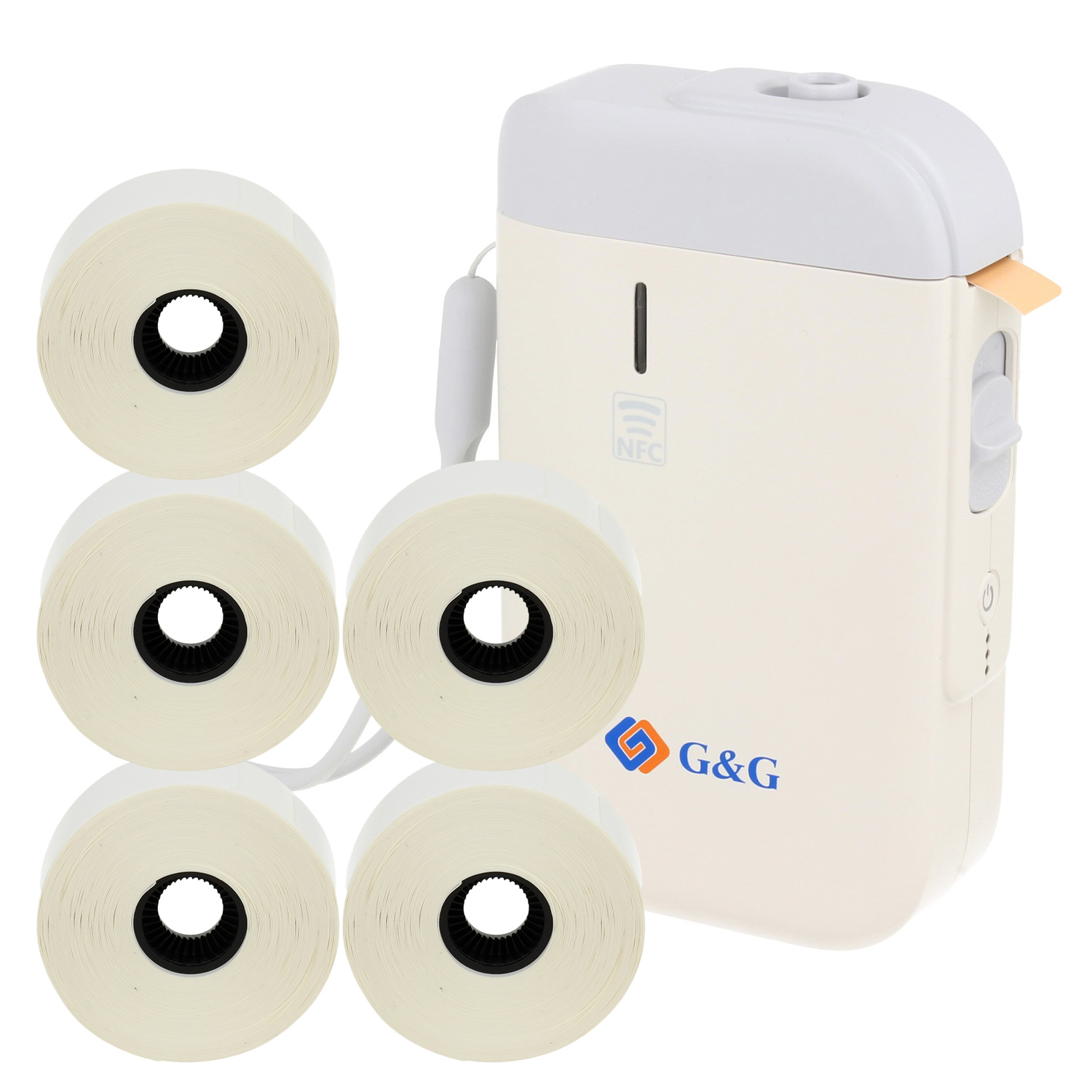 Drukarka G&G GG-AT110HW + 5x taśma do G&G WT110 HW 15x50mm 150szt. biała/czarny Zamiennik