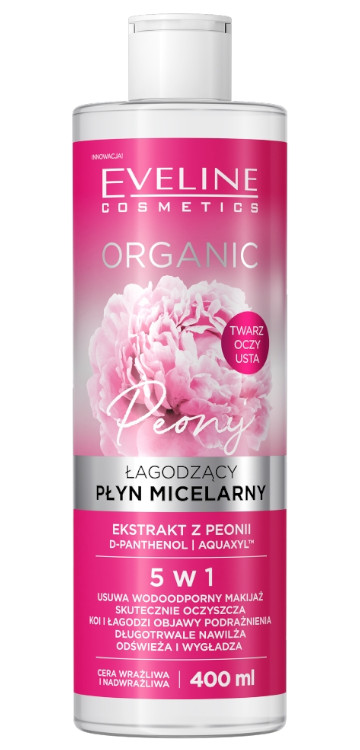 Eveline Cosmetics Cosmetics - Organic - Peony - Łagodzący płyn micelarny 5w1 - 400 ml