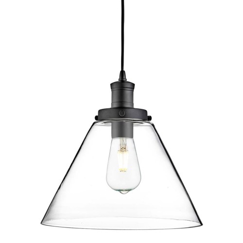 Searchlight Nowoczesna szklana lampa wisząca Pyramid, czarna