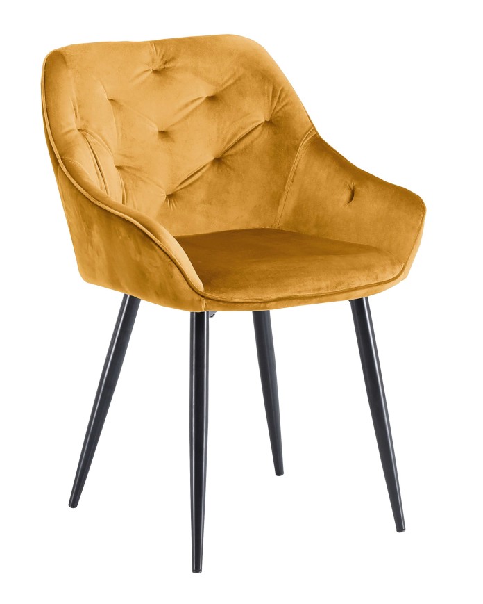 Krzesło pikowane K487 musztardowy velvet