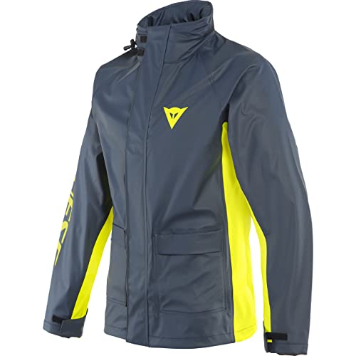 Kurtka Dainese Storm 2 Unisex Jacket, Wodoodporna kurtka motocyklowa, dla mężczyzn i kobiet, czarno-irysowa/fluorescencyjna żółta, XL
