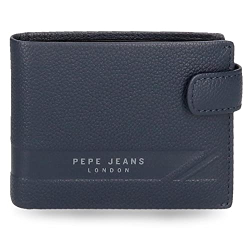 Pepe Jeans Basingstoke Poziomy portfel z zamknięciem na kliknięcie, unikalny, morski, única, Portfel poziomy