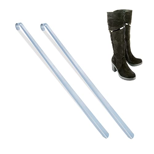 Relaxdays Łyżka do butów długa, zestaw 2 sztuk, 70 cm, metalowy ściągacz, stabilna, do zawieszenia, pomoc przy zakładaniu butów, srebrna