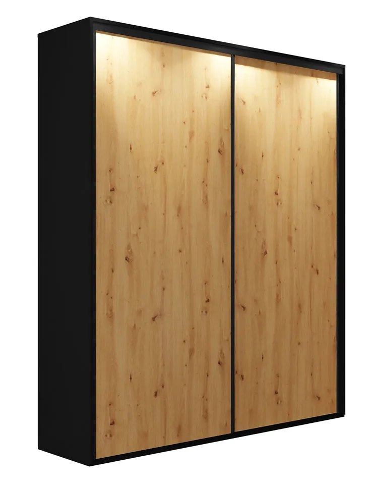 Szafa przesuwna 200 cm czarny + dąb artisan M7-F95