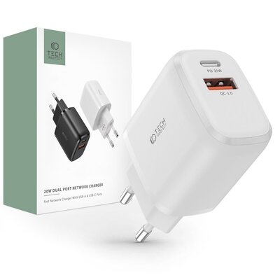 Ładowarka sieciowa TECH-PROTECT C20W PD20W/QC3.0 Biały