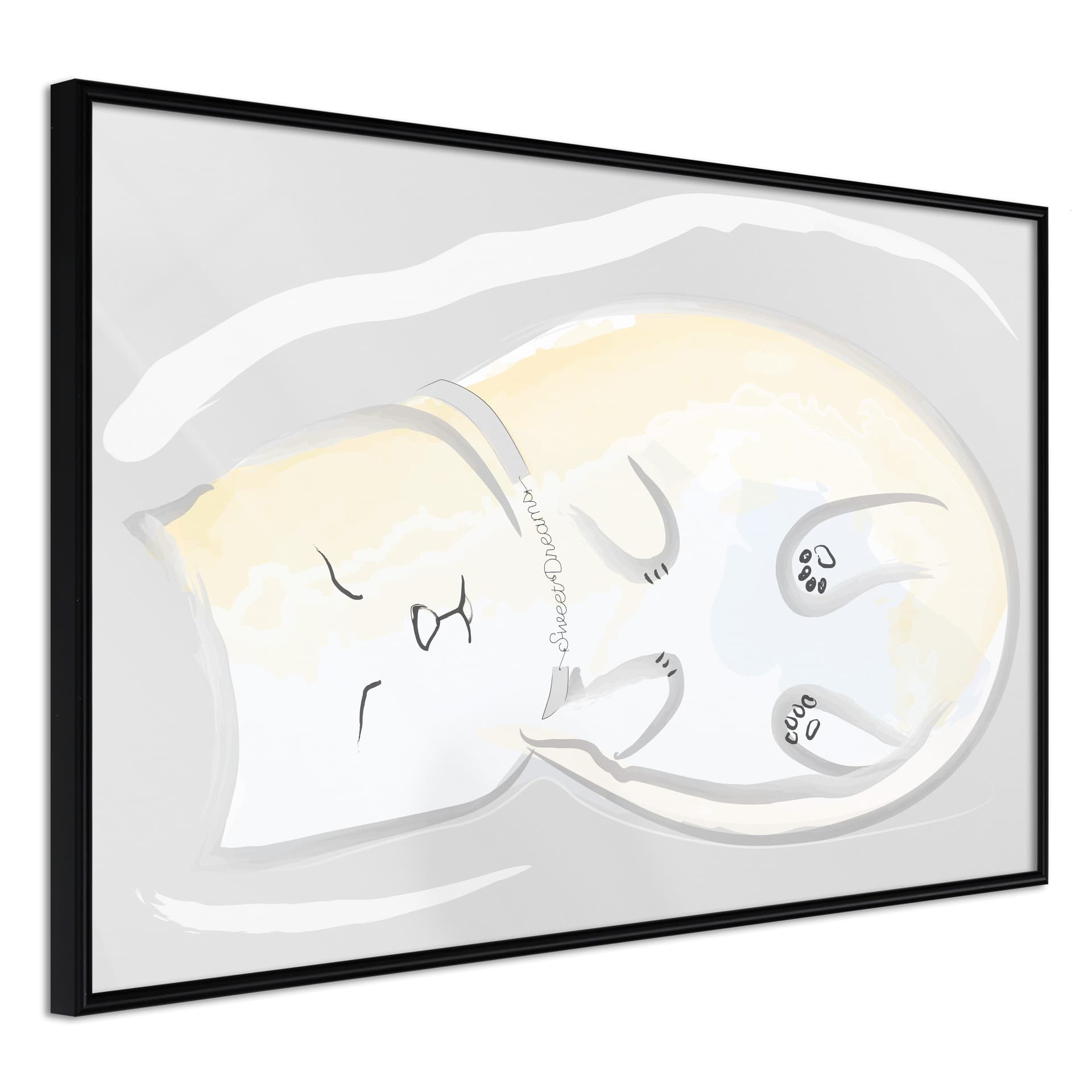 Plakat - Szczęśliwy kotek (rozmiar 90x60, wykończenie Rama złota z passe-partout)