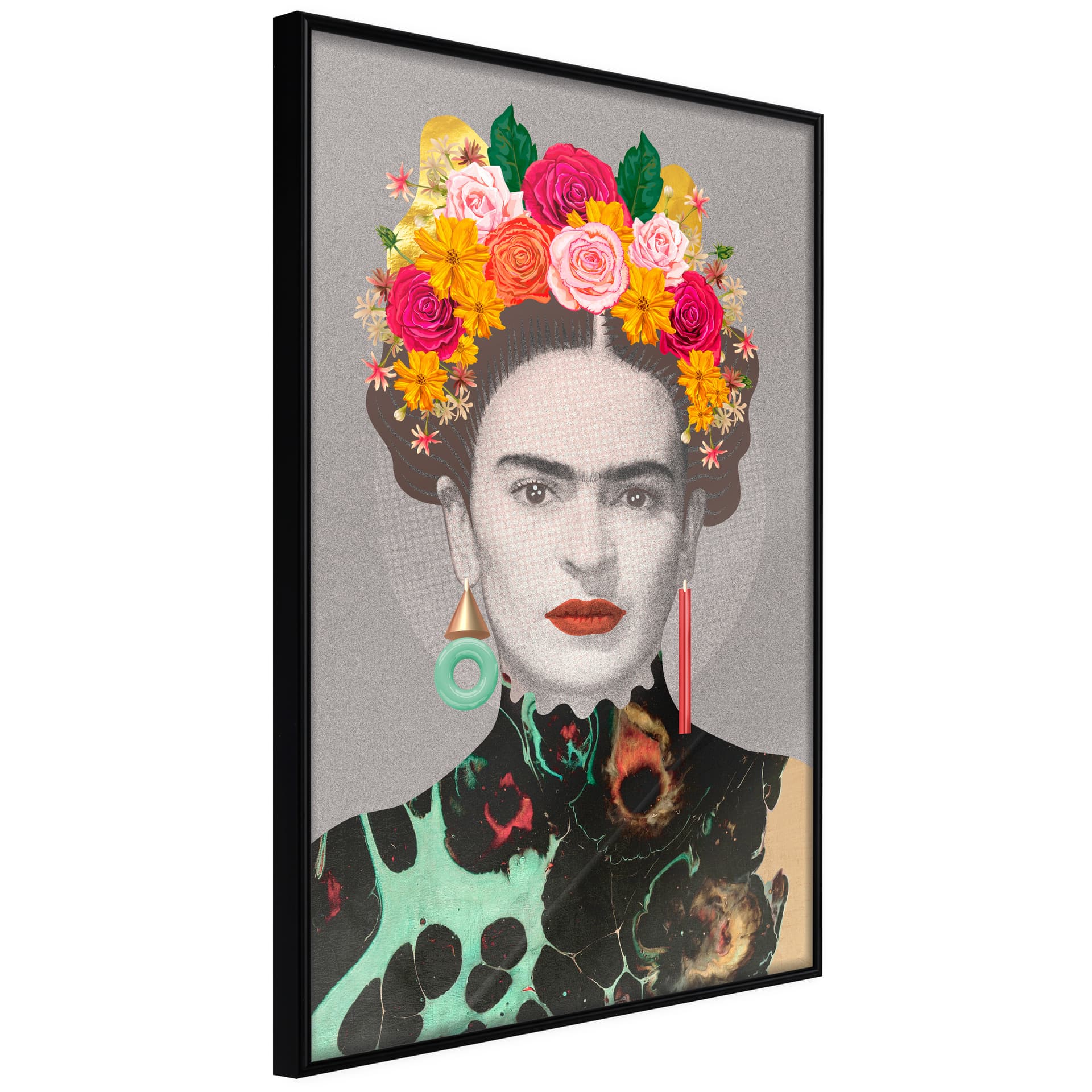 Plakat - Charyzmatyczna Frida (rozmiar 40x60, wykończenie Rama złota z passe-partout)