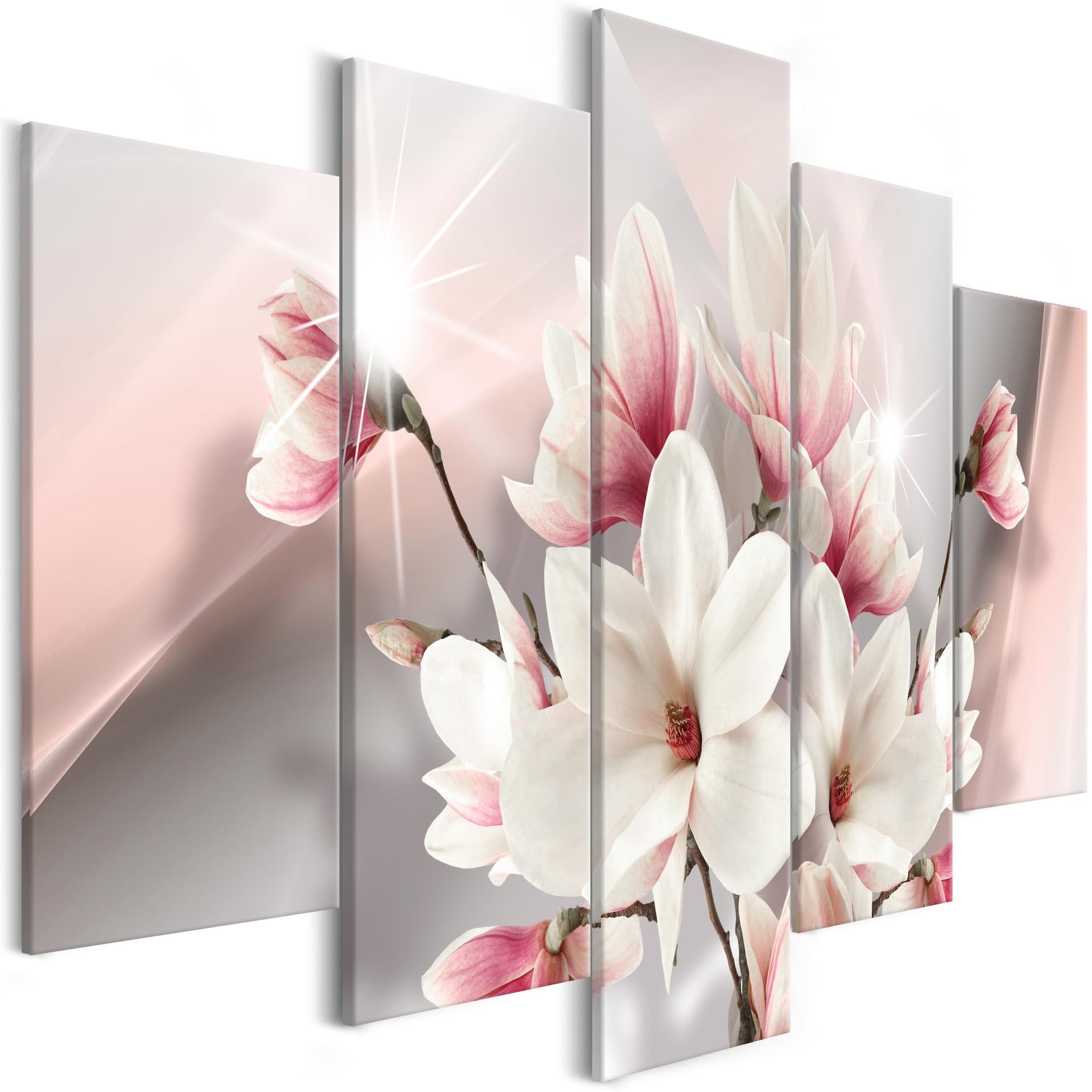 Obraz - Magnolia w rozkwicie (5-częściowy) szeroki (rozmiar 225x100)