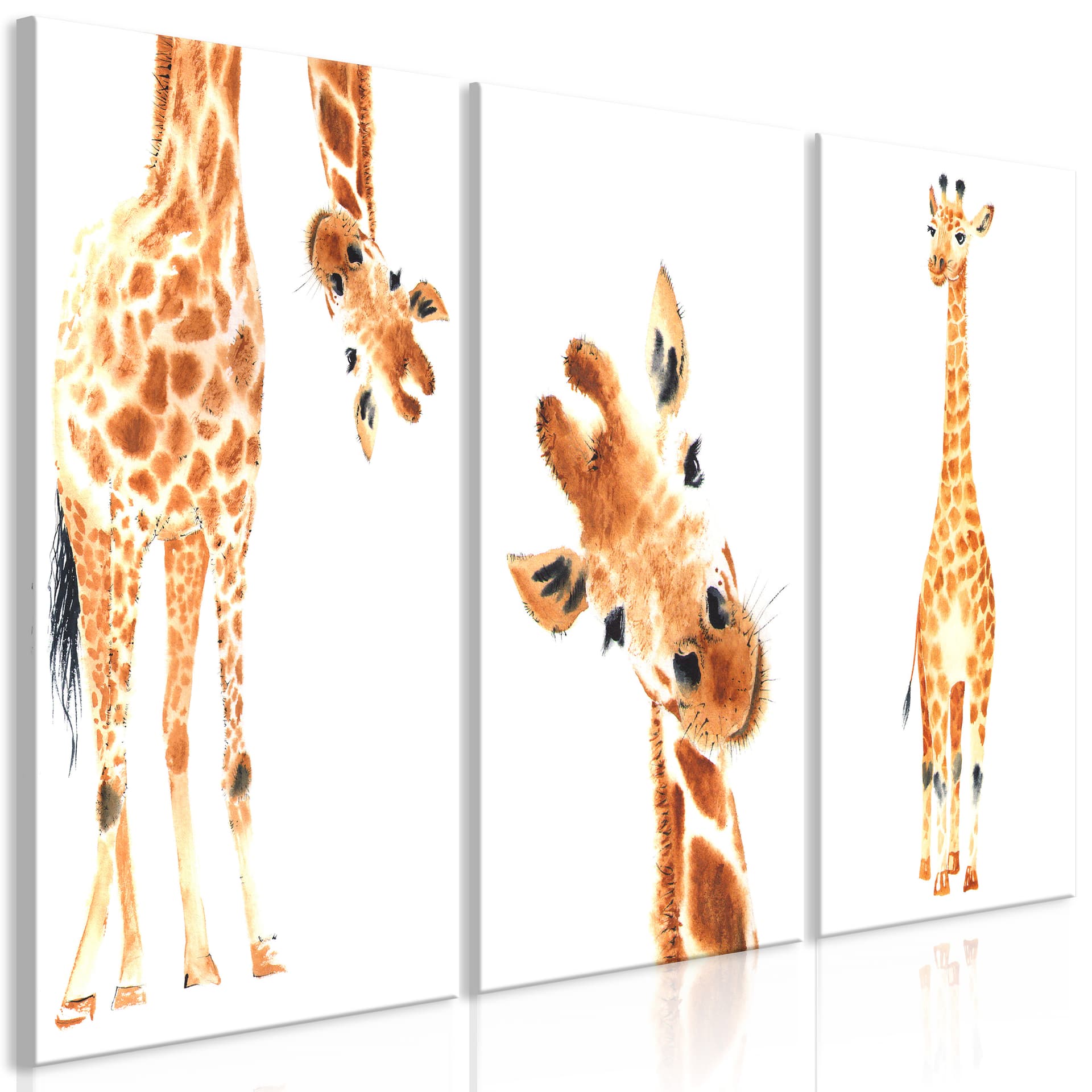 Obraz - Śmieszne żyrafy (3-częściowy) (rozmiar 60x30)