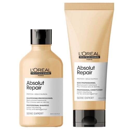Odbudowujący zestaw do włosów zniszczonych | szampon 300ml, odżywka 200ml L'Oréal Absolut Repair Gold
