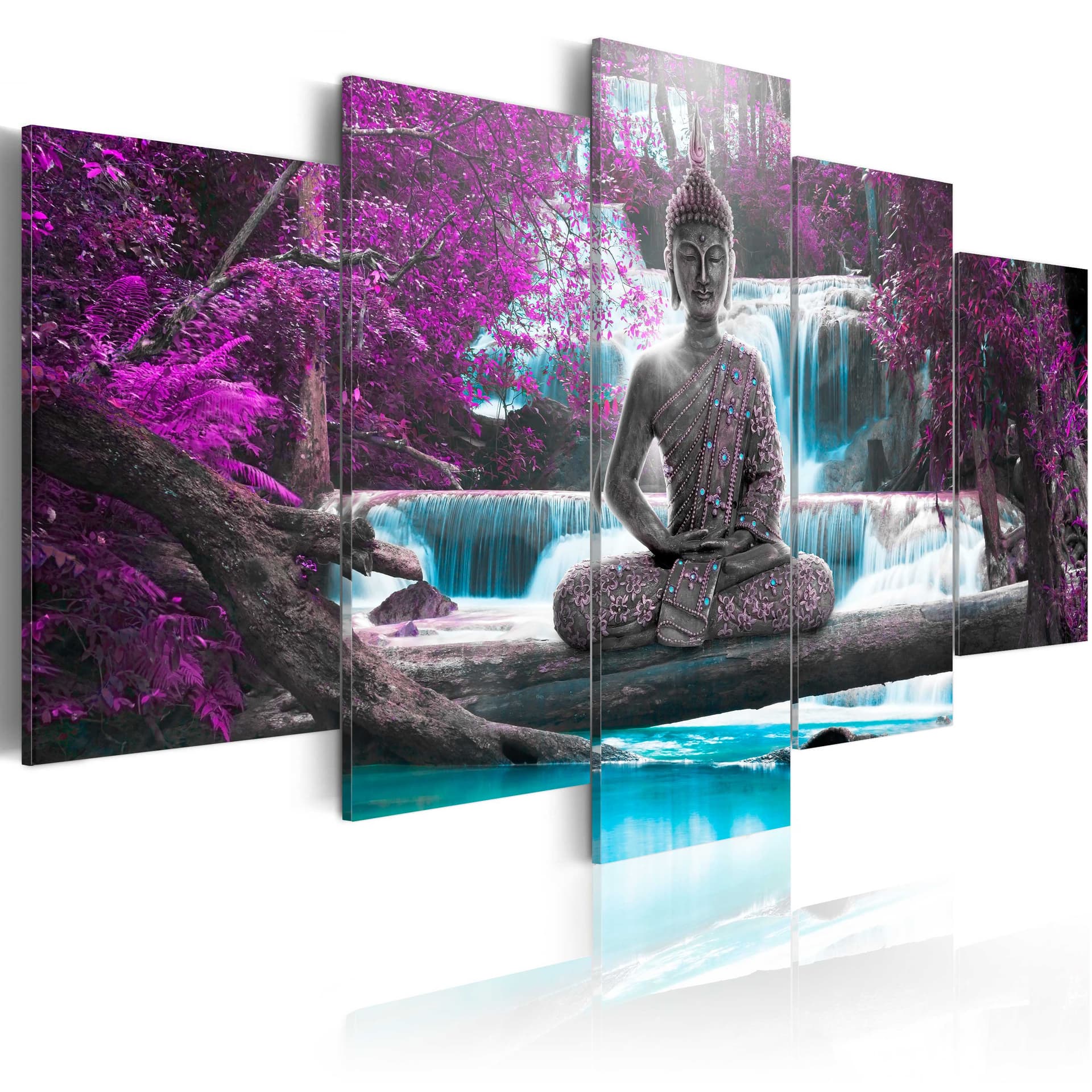 Obraz - Wodospad i Budda (rozmiar 100x50)