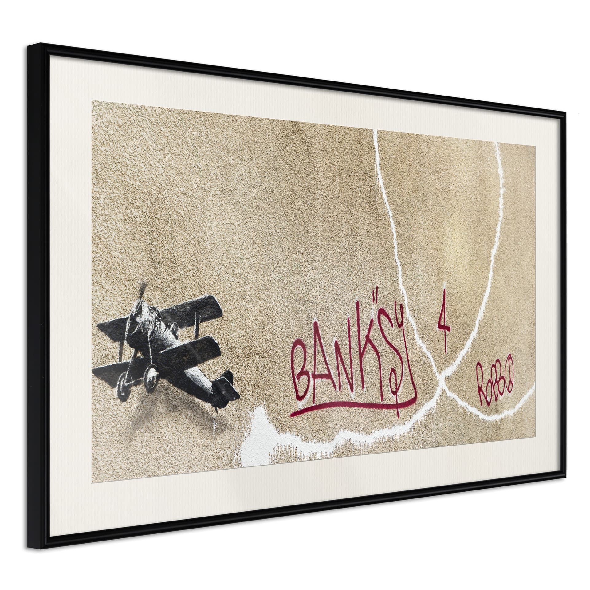 Plakat - Banksy: Love Plane (rozmiar 90x60, wykończenie Rama złota z passe-partout)