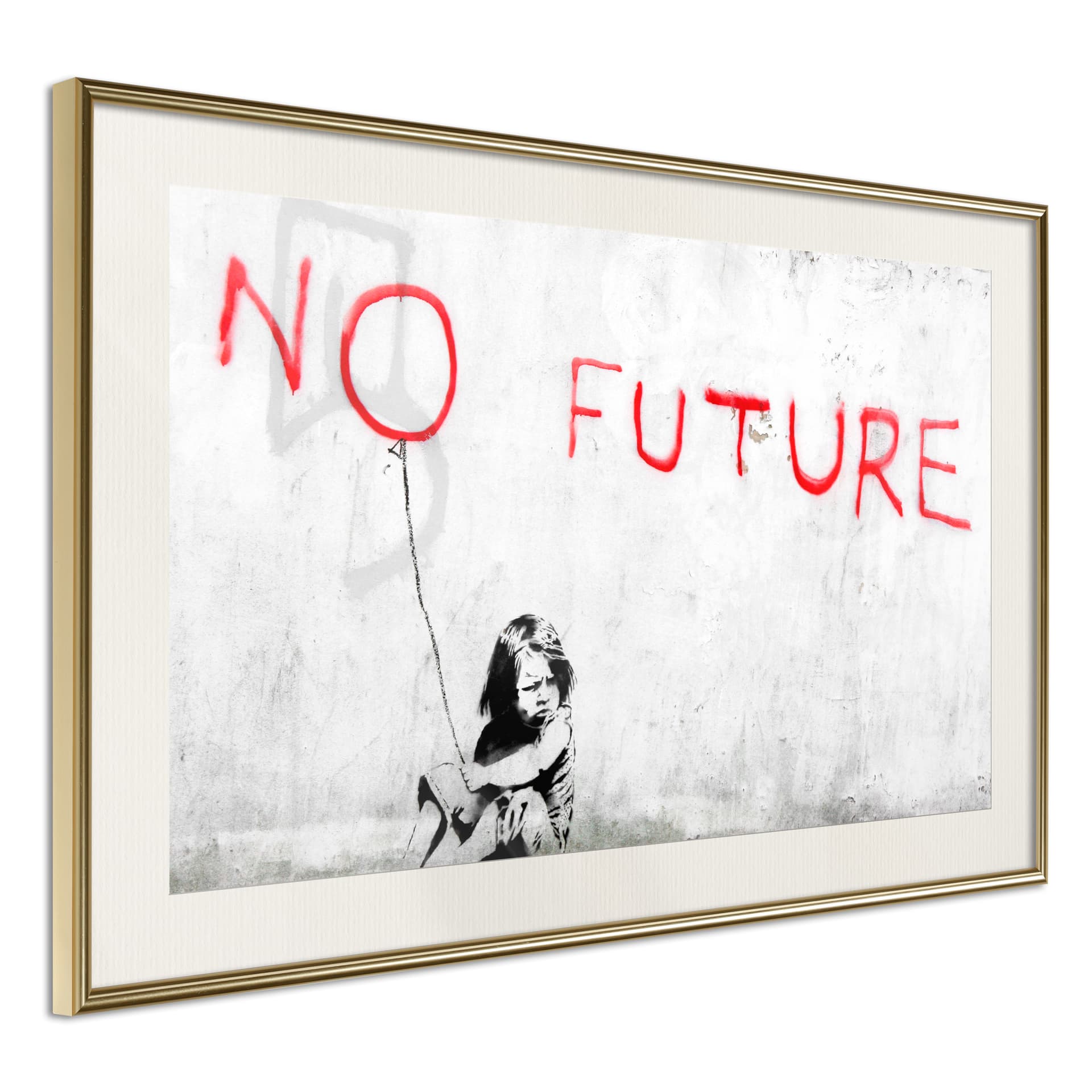 Plakat - Banksy: No Future (rozmiar 90x60, wykończenie Rama złota z passe-partout)