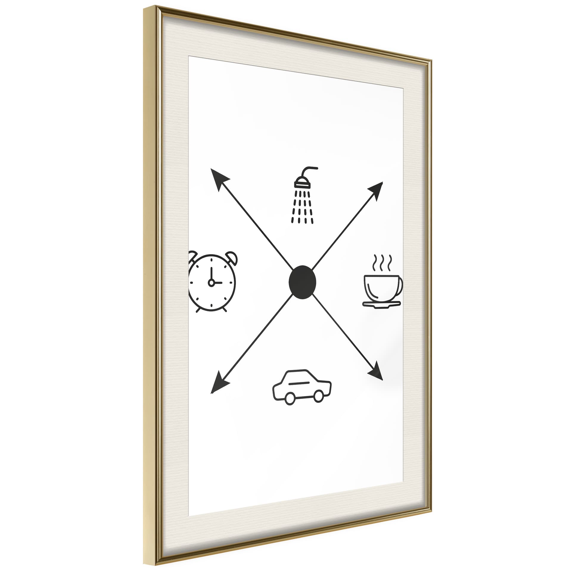 Plakat - Poranna rutyna (rozmiar 40x60, wykończenie Rama złota z passe-partout)