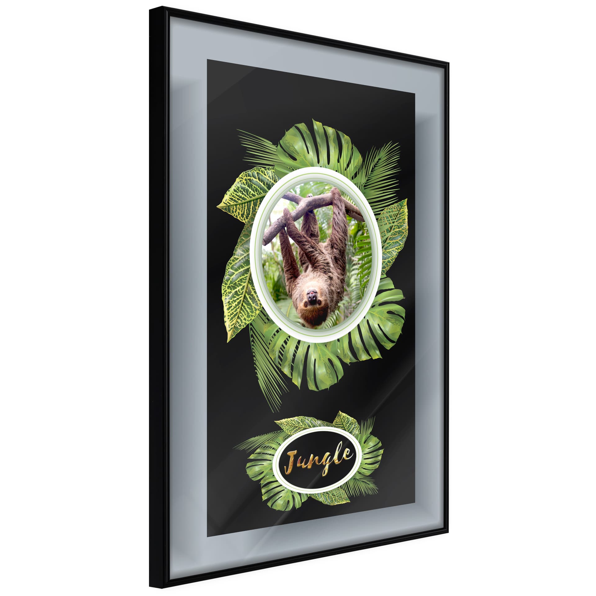 Plakat - Pozdrowienia z dżungli (rozmiar 40x60, wykończenie Rama złota z passe-partout)