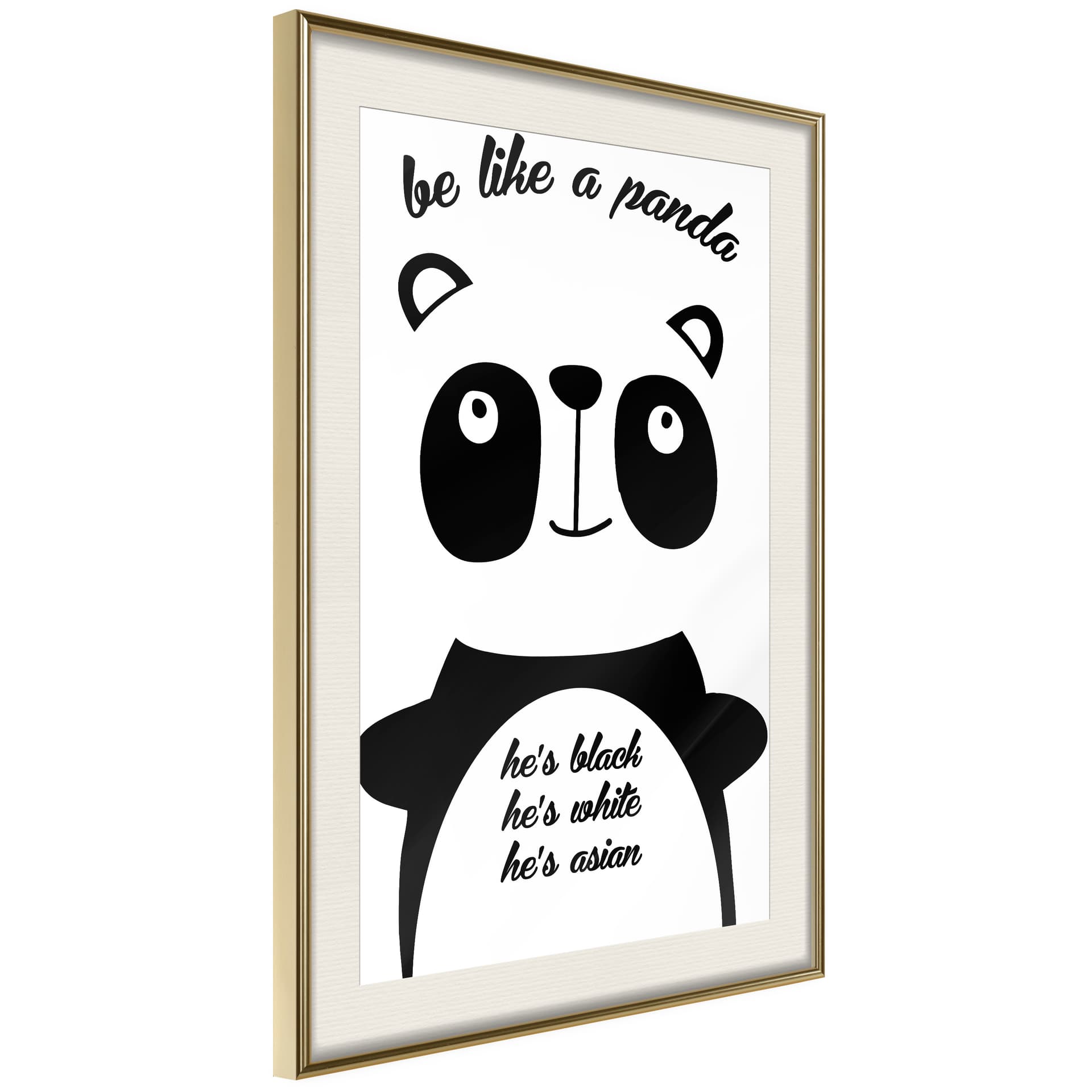 Plakat - Tolerancyjna panda (rozmiar 40x60, wykończenie Rama złota z passe-partout)