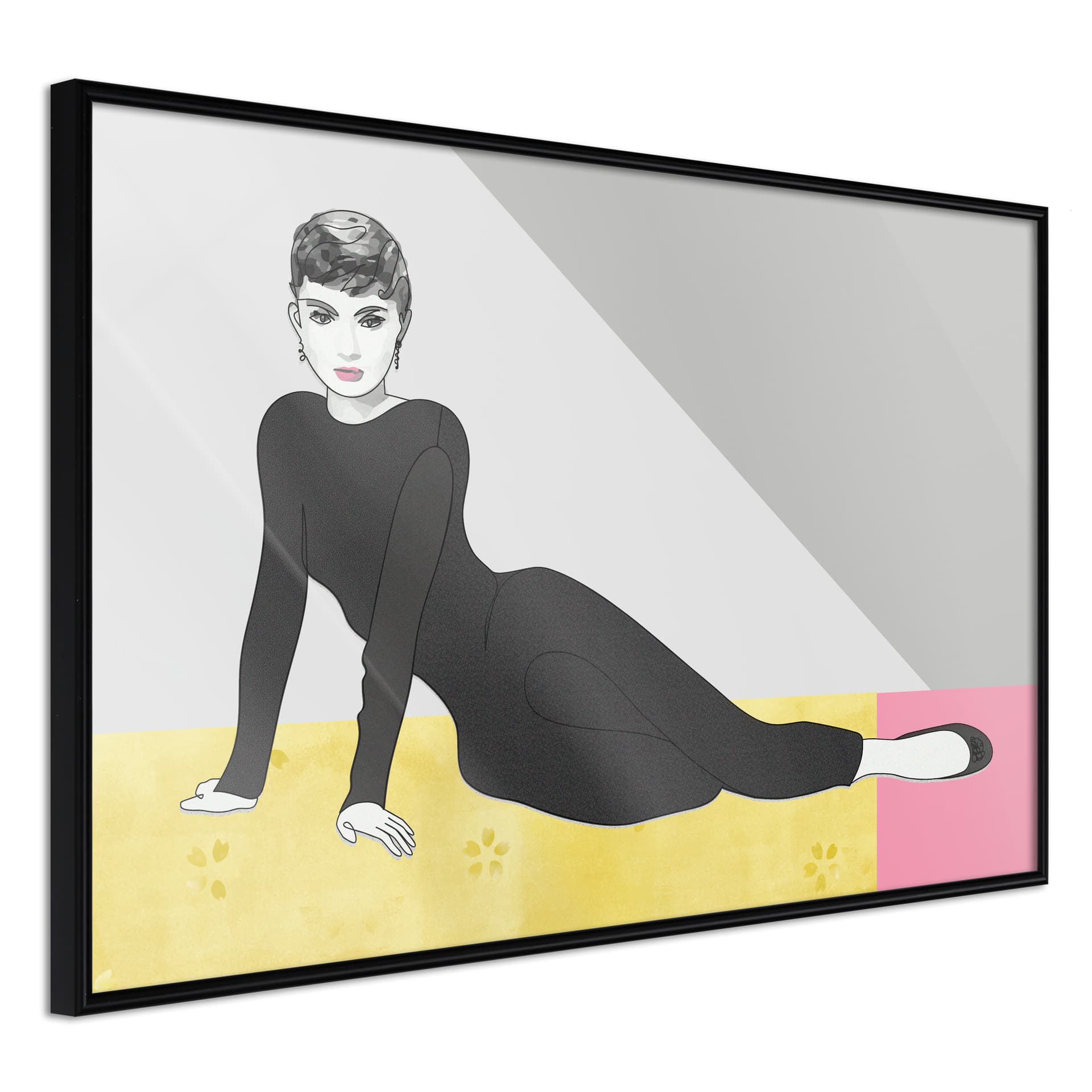 Plakat - Elegancka Audrey (rozmiar 90x60, wykończenie Rama złota z passe-partout)