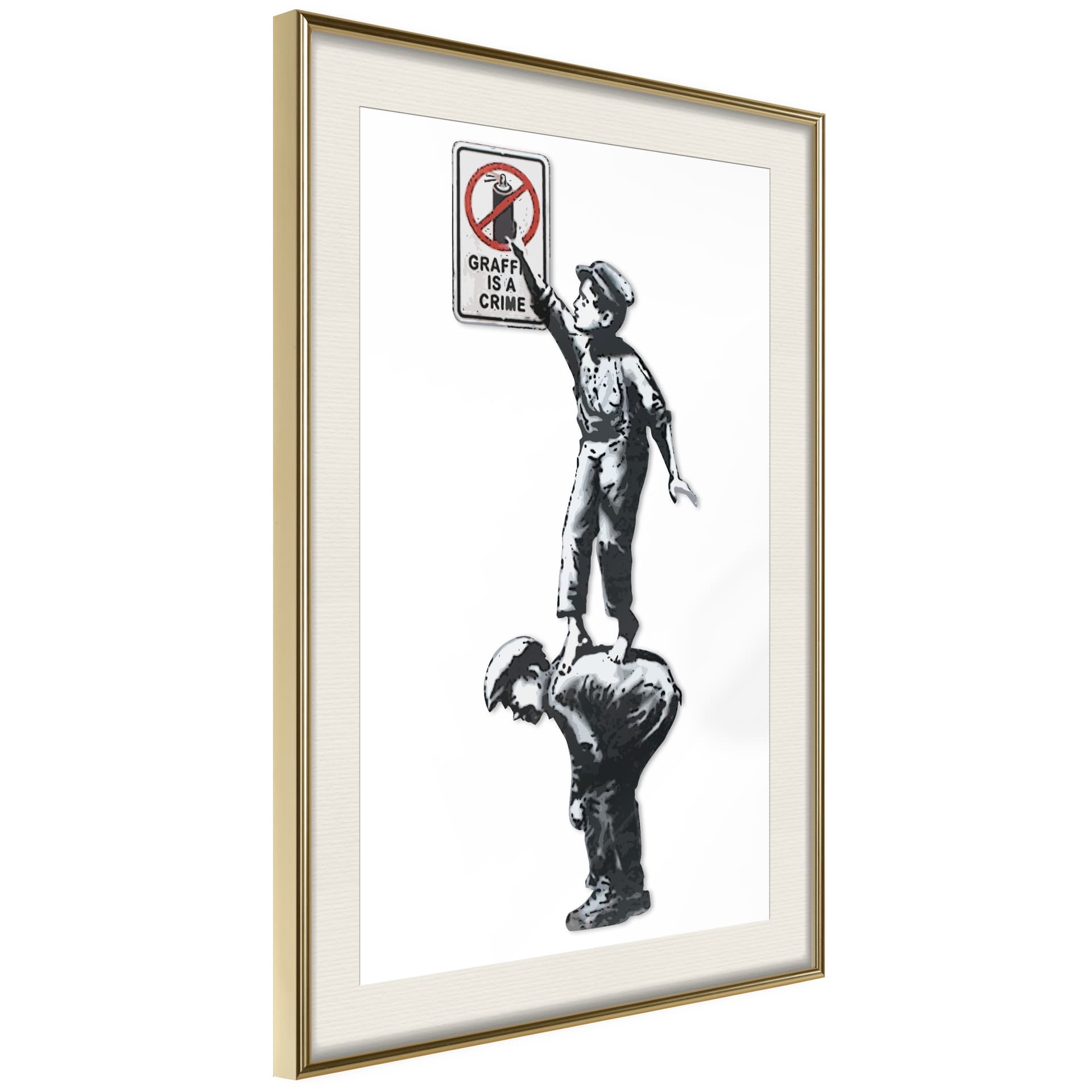 Plakat - Banksy: Graffiti Is a Crime (rozmiar 40x60, wykończenie Rama złota z passe-partout)