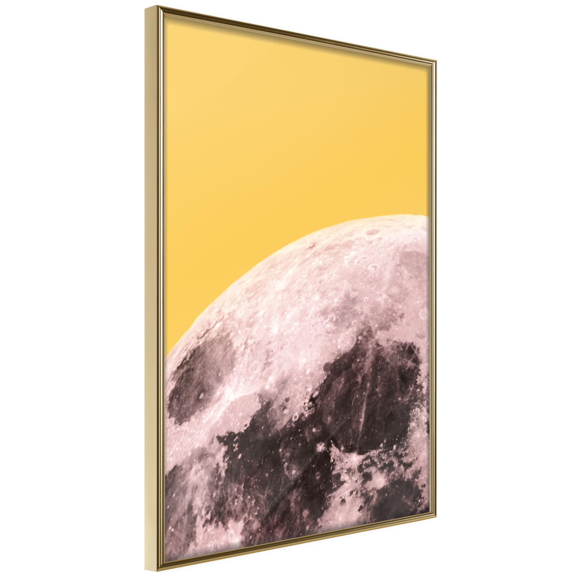 Plakat - Różowy księżyc (rozmiar 40x60, wykończenie Rama złota z passe-partout)