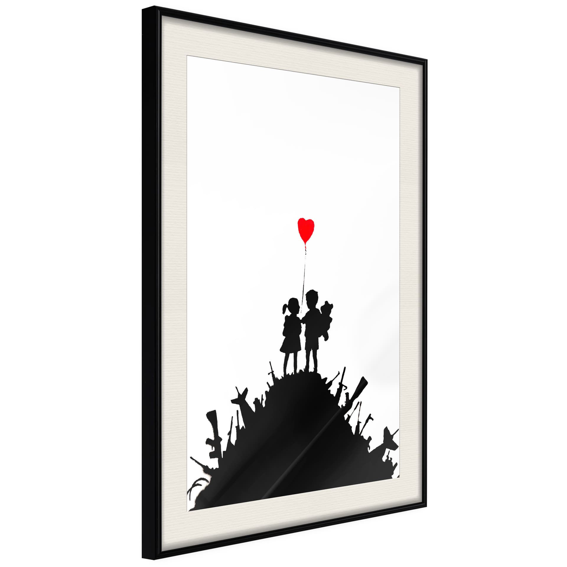 Plakat - Banksy: Kids on Guns (rozmiar 40x60, wykończenie Rama złota z passe-partout)
