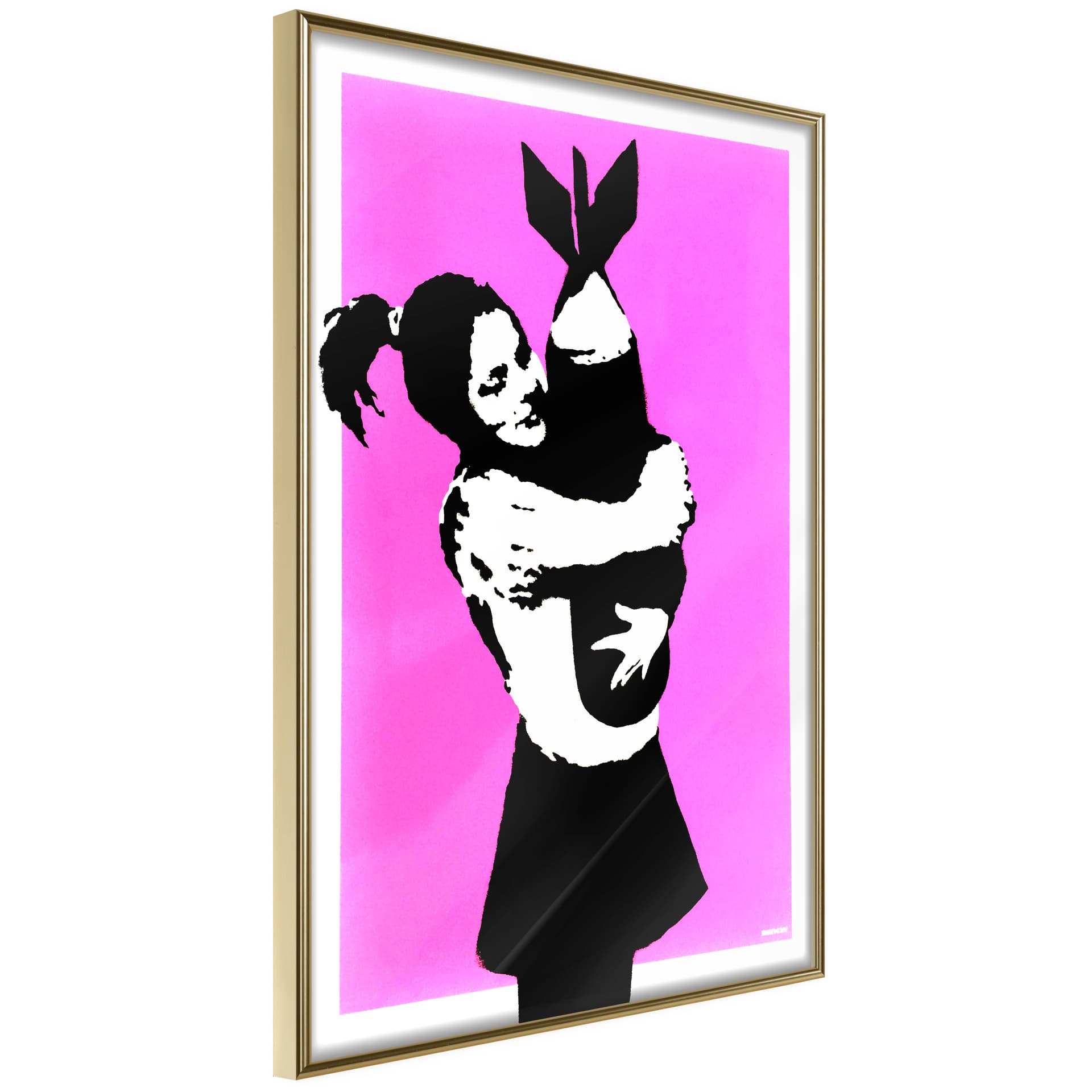 Plakat - Banksy: Bomb Hugger (rozmiar 40x60, wykończenie Rama złota z passe-partout)