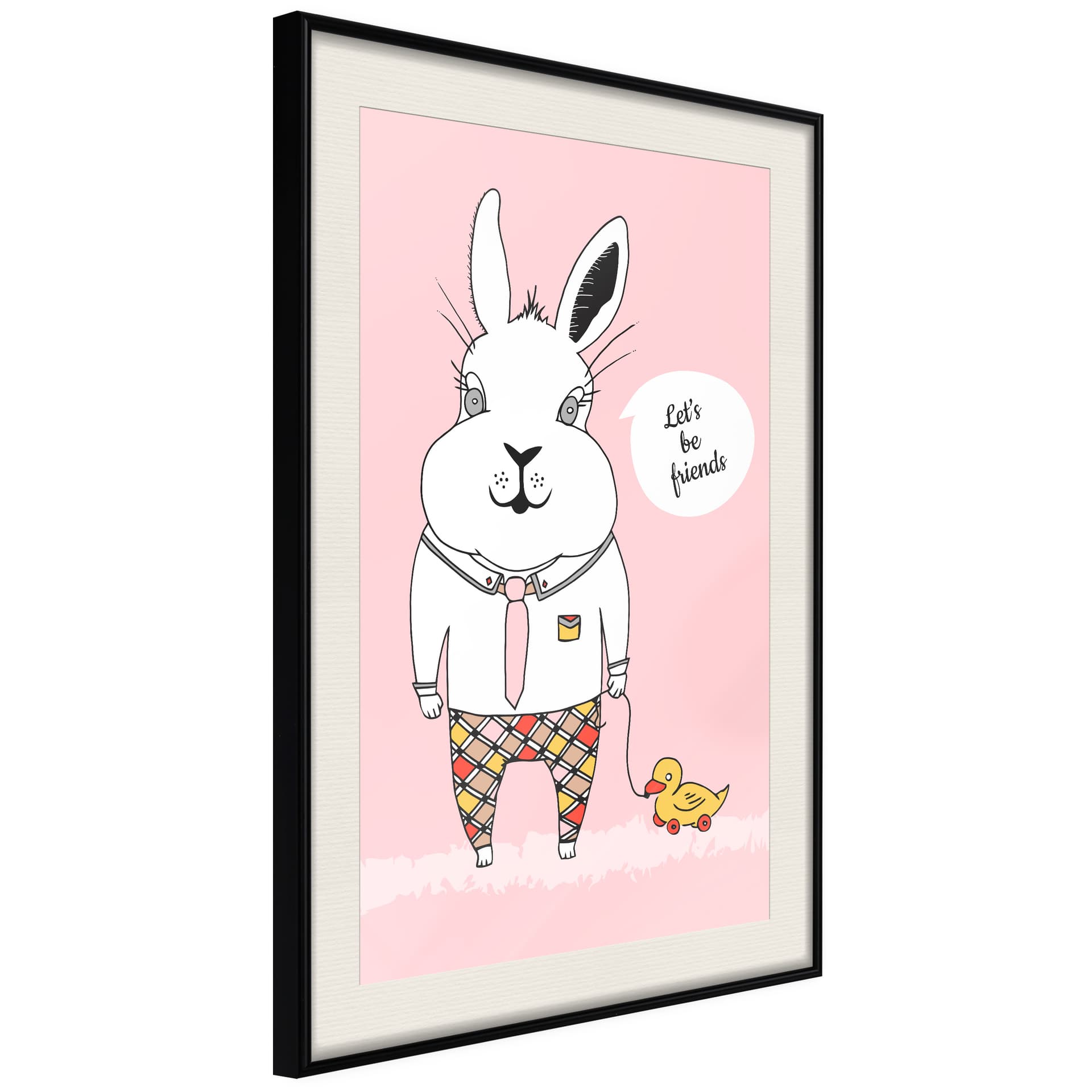 Plakat - Przyjacielski królik (rozmiar 40x60, wykończenie Rama złota z passe-partout)
