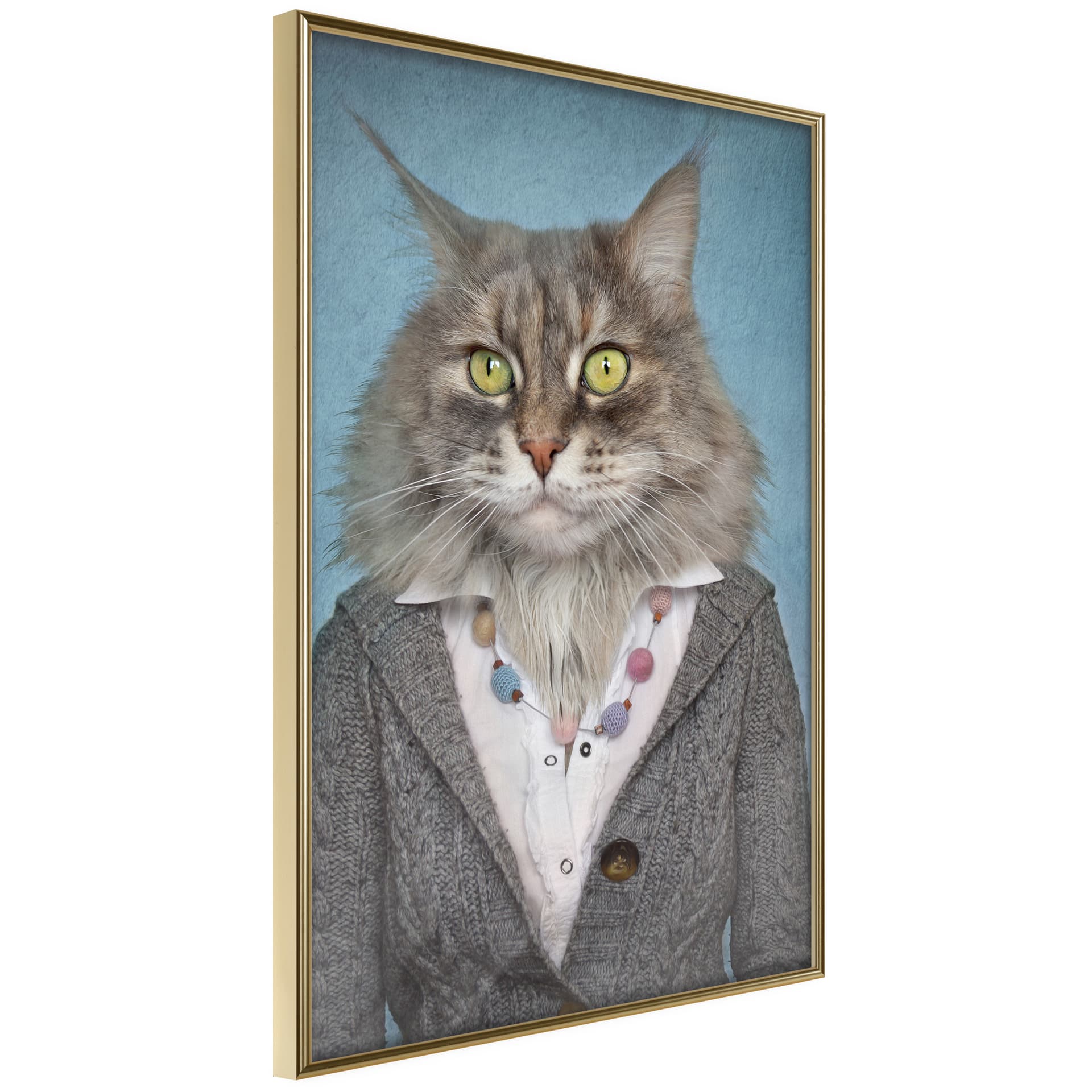 Plakat - Zwierzęce alter ego: Kot (rozmiar 40x60, wykończenie Rama złota z passe-partout)