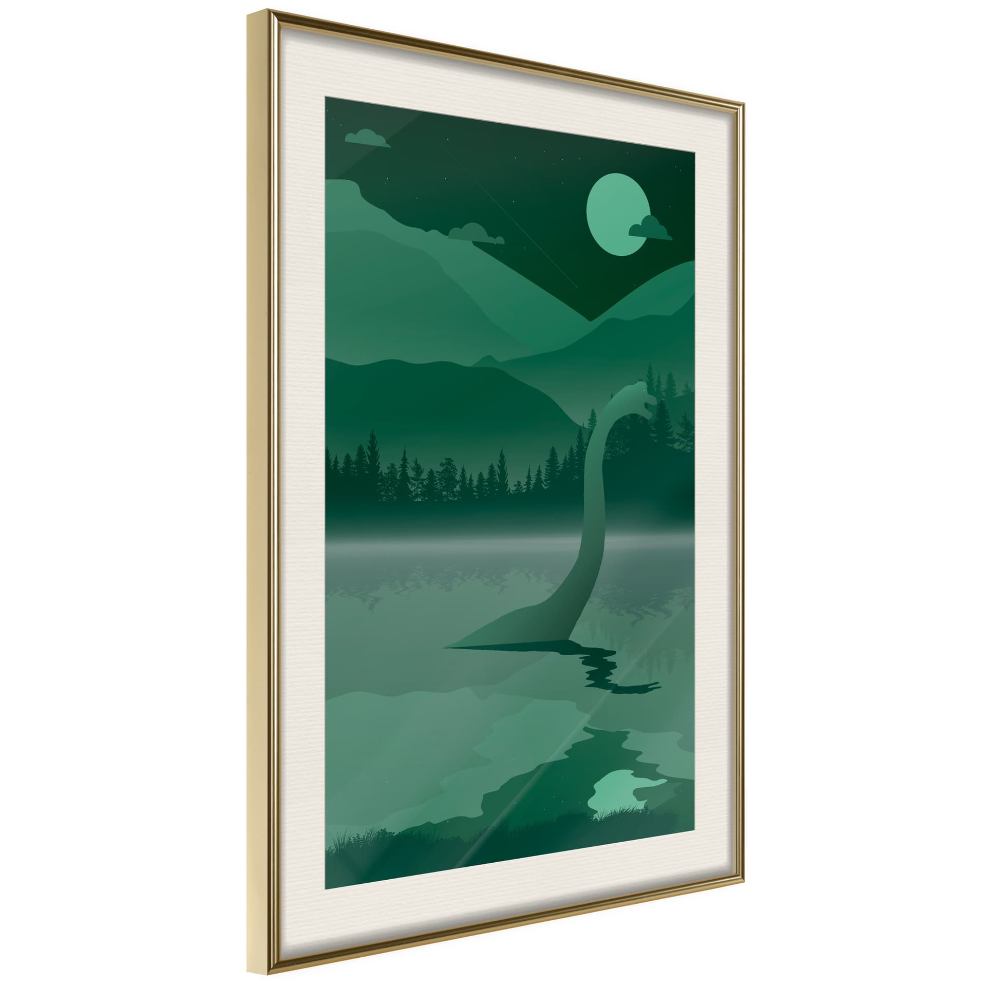 Plakat - Nessie (rozmiar 40x60, wykończenie Rama złota z passe-partout)