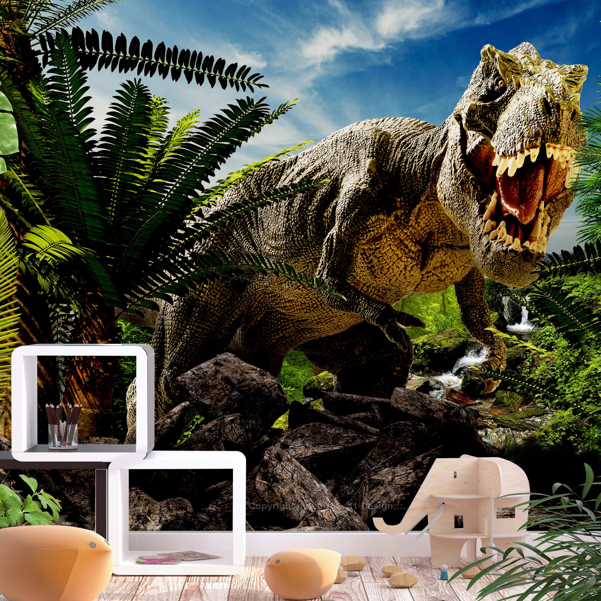 Fototapeta - Wściekły tyranozaur (rozmiar 100x70)