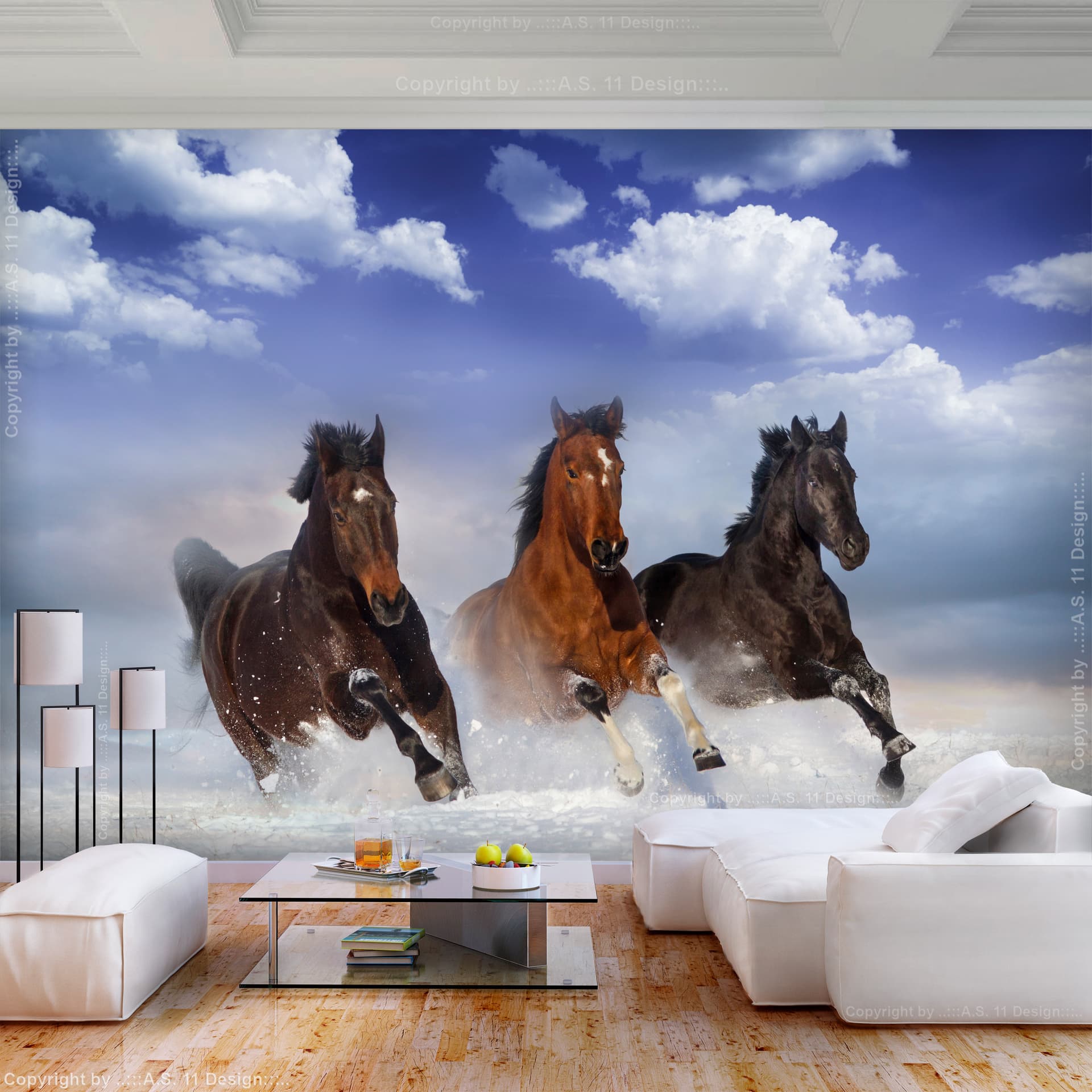 Fototapeta - Konie w śniegu (rozmiar 100x70)