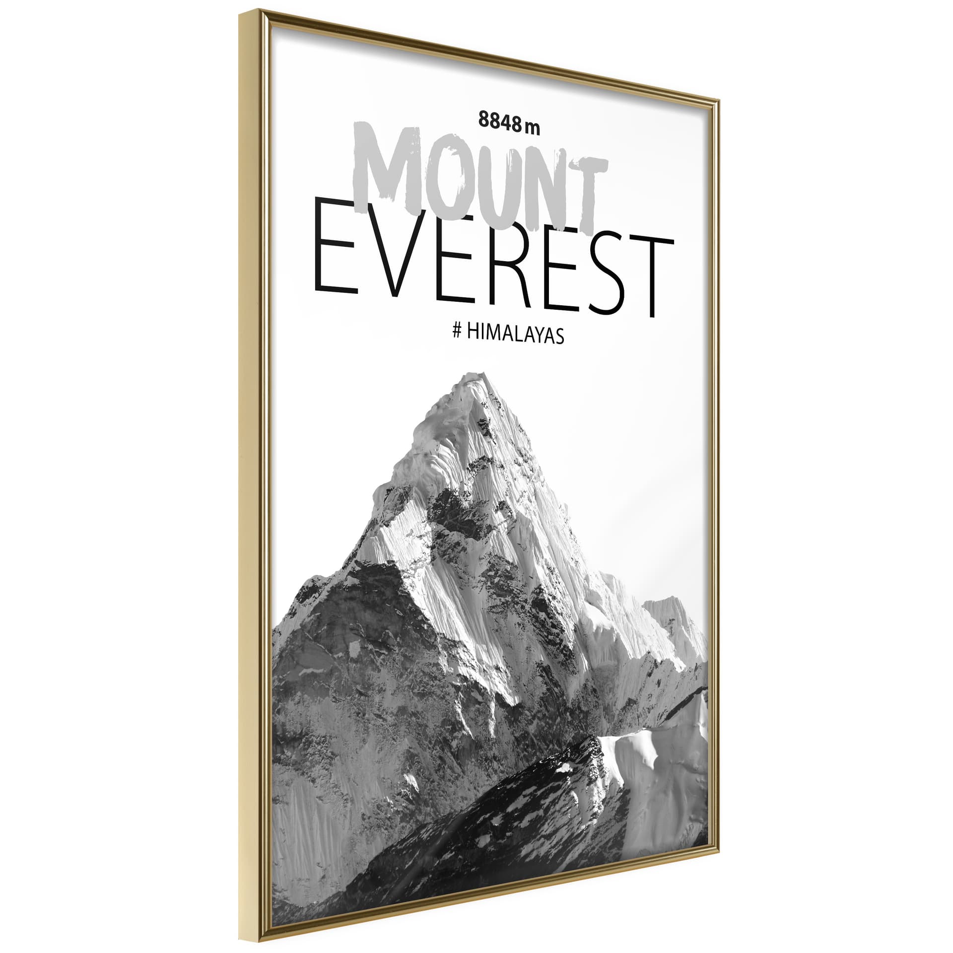 Plakat - Szczyty świata: Mount Everest (rozmiar 40x60, wykończenie Rama złota z passe-partout)