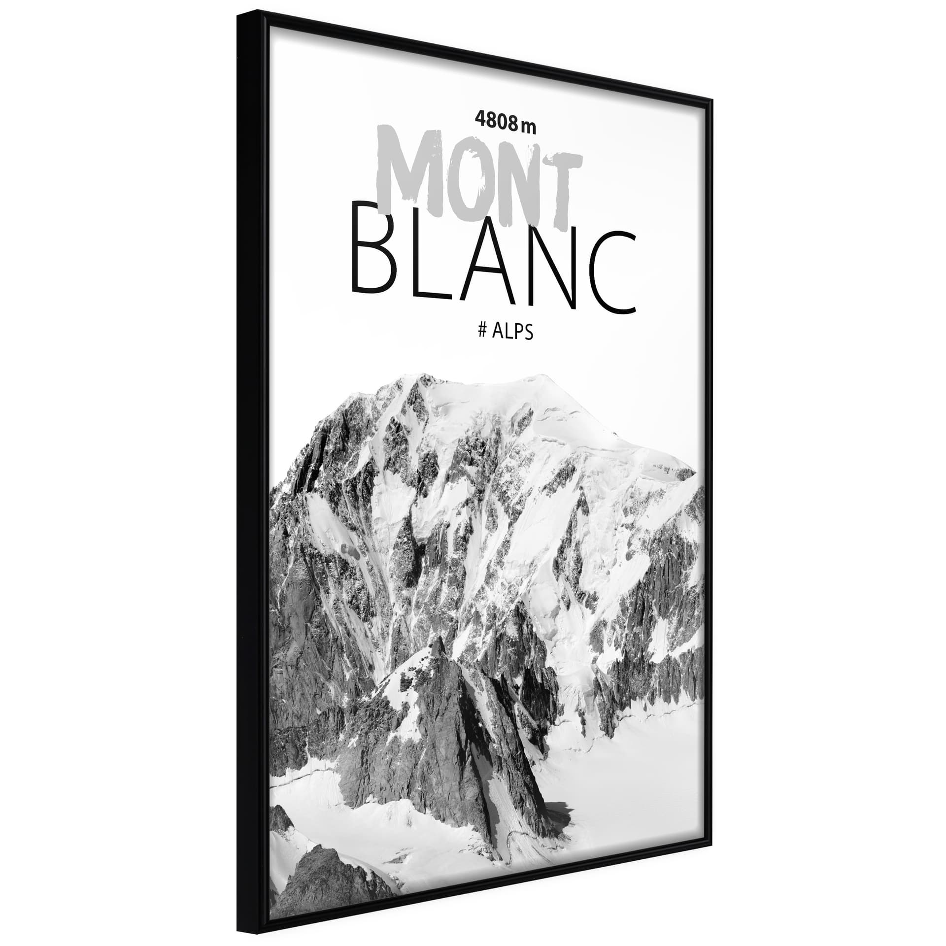 Plakat - Szczyty świata: Mont Blanc (rozmiar 40x60, wykończenie Rama złota z passe-partout)