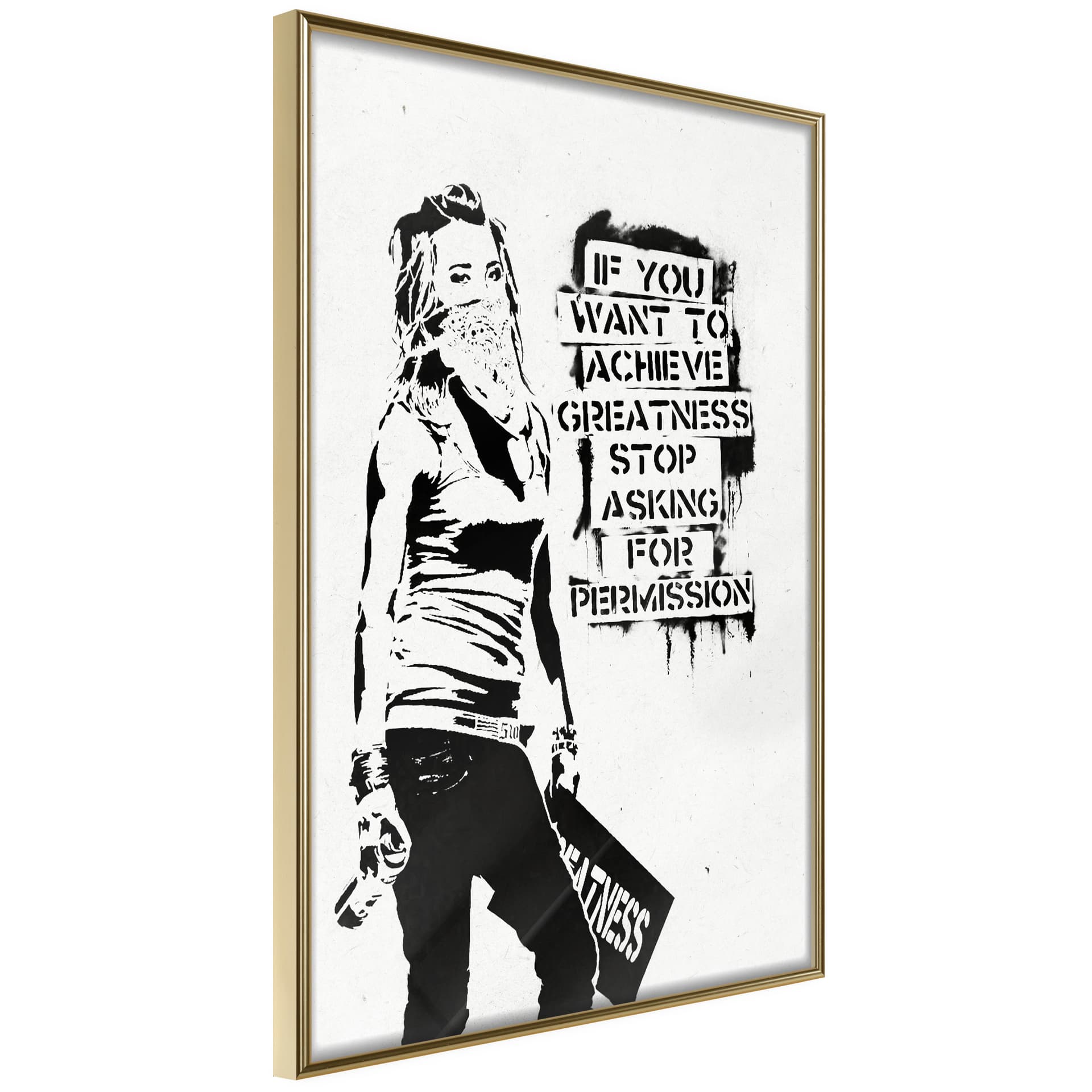 Plakat - If You Want To Achieve Greatness (rozmiar 40x60, wykończenie Rama złota z passe-partout)