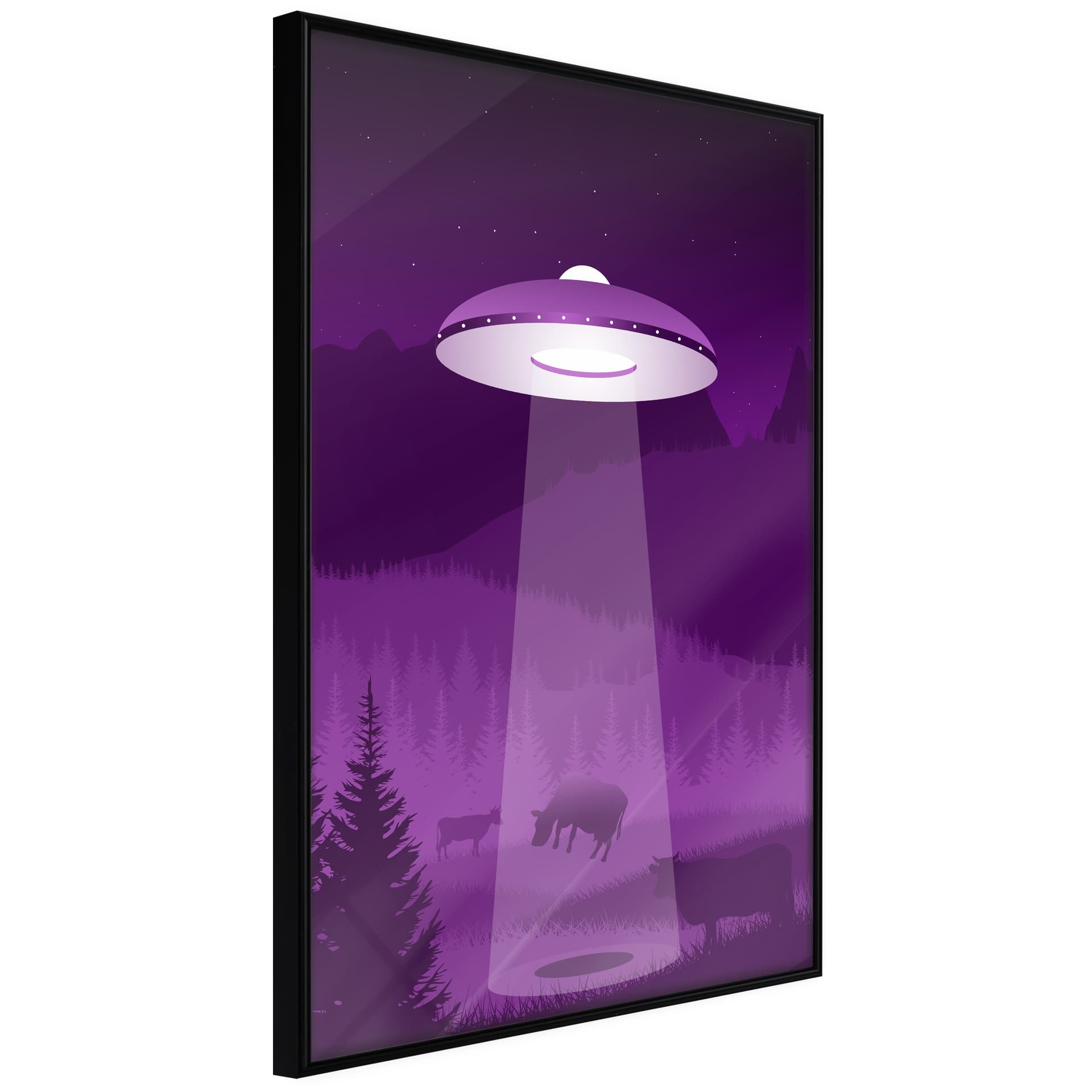 Plakat - Latąjący spodek (rozmiar 40x60, wykończenie Rama złota z passe-partout)