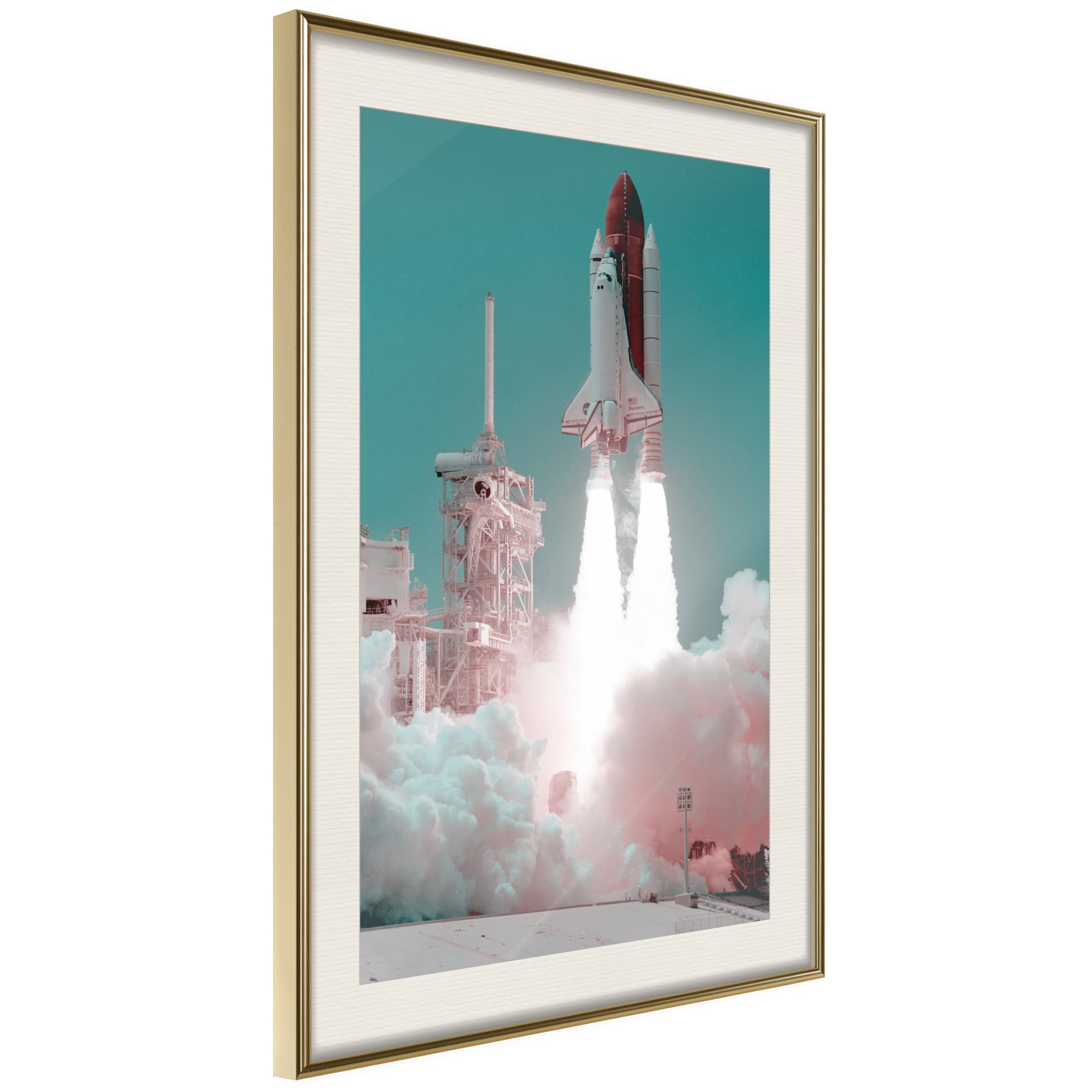 Plakat - Opuszczając Ziemię (rozmiar 40x60, wykończenie Rama złota z passe-partout)