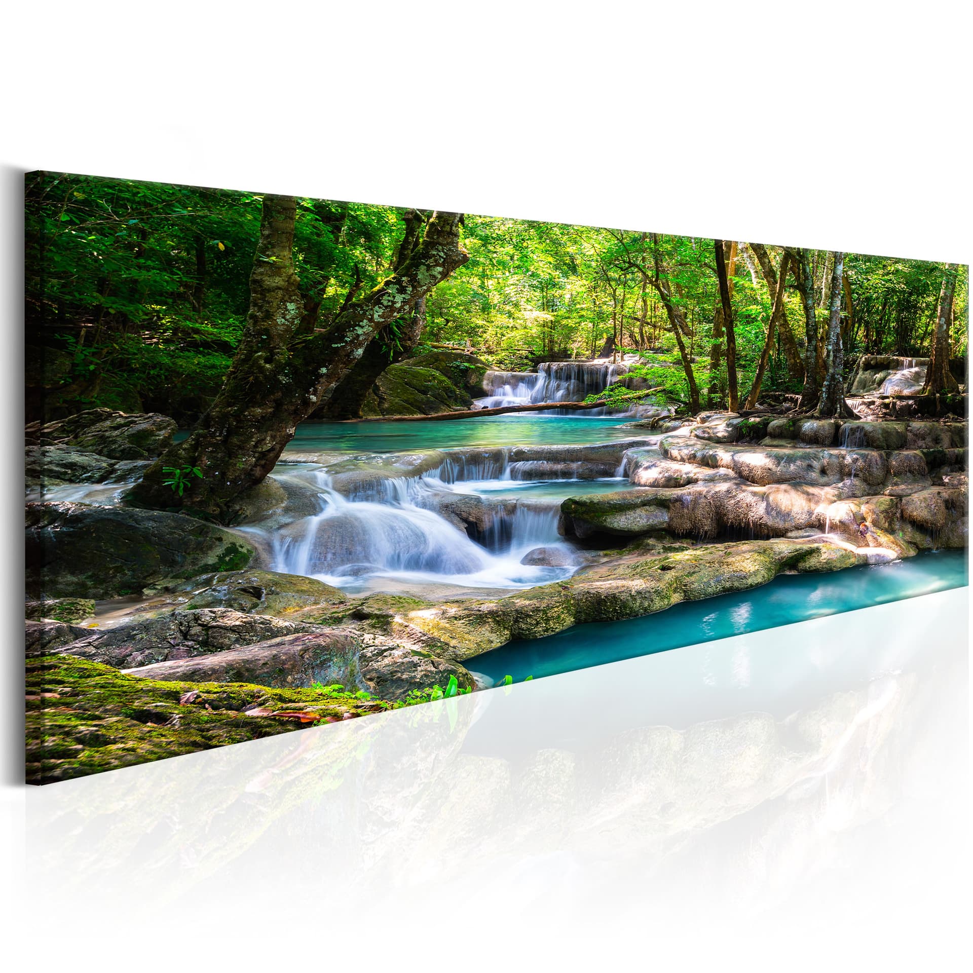 Obraz - Natura: Leśny wodospad (rozmiar 120x40)