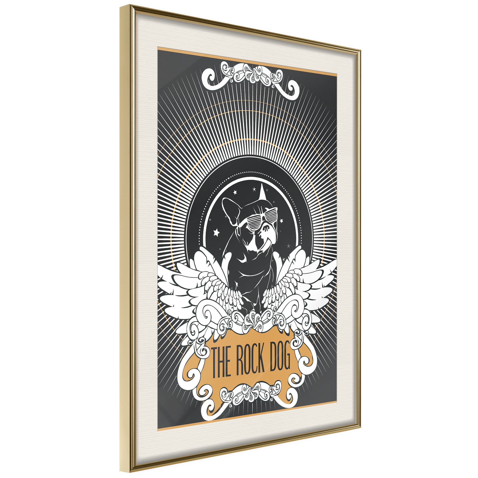 Plakat - Wyluzowany buldog (rozmiar 40x60, wykończenie Rama złota z passe-partout)