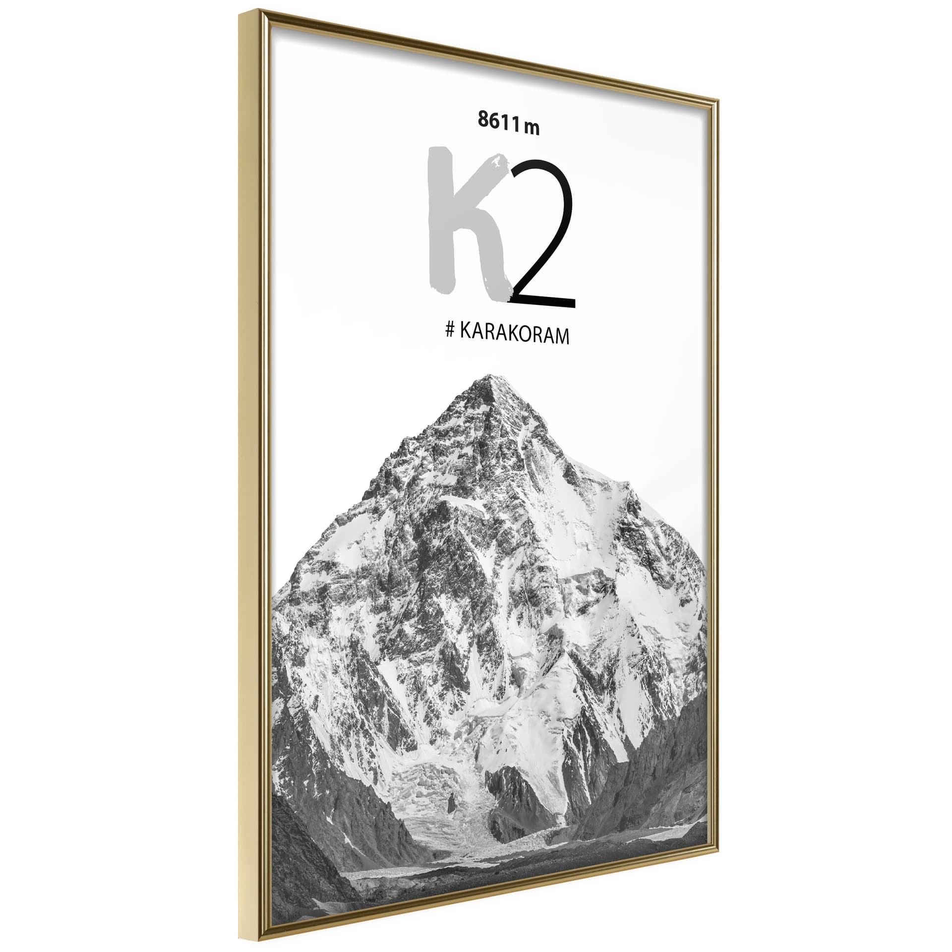 Plakat - Szczyty świata: K2 (rozmiar 40x60, wykończenie Rama złota z passe-partout)
