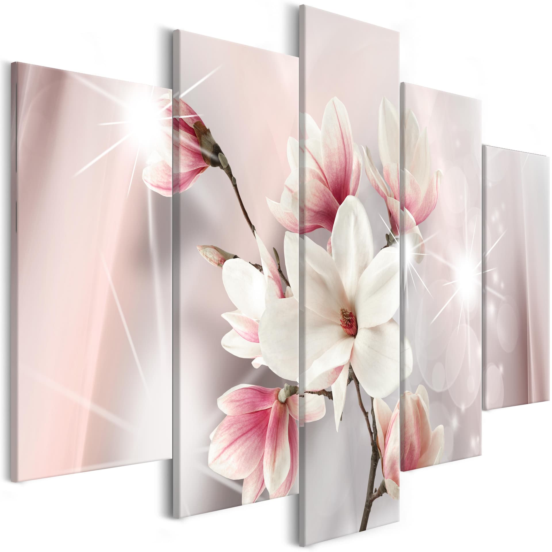 Obraz - Olśniewające magnolie (5-częściowy) szeroki (rozmiar 100x50)